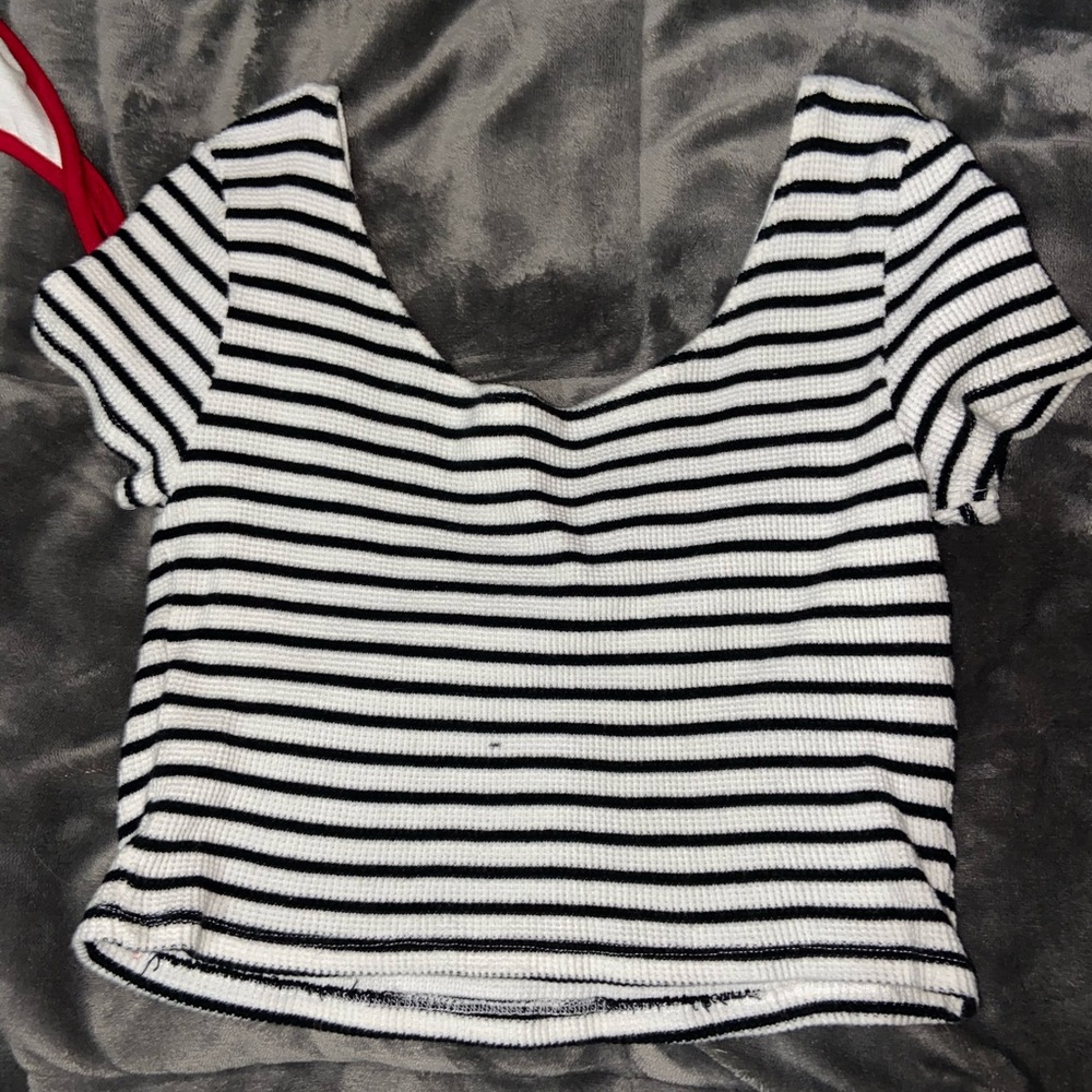 Black and white crop top.